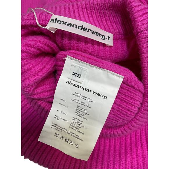Alexander Wang Pink Wool Cropped Ribbed Sweater Size XS - Picture 3 of 3